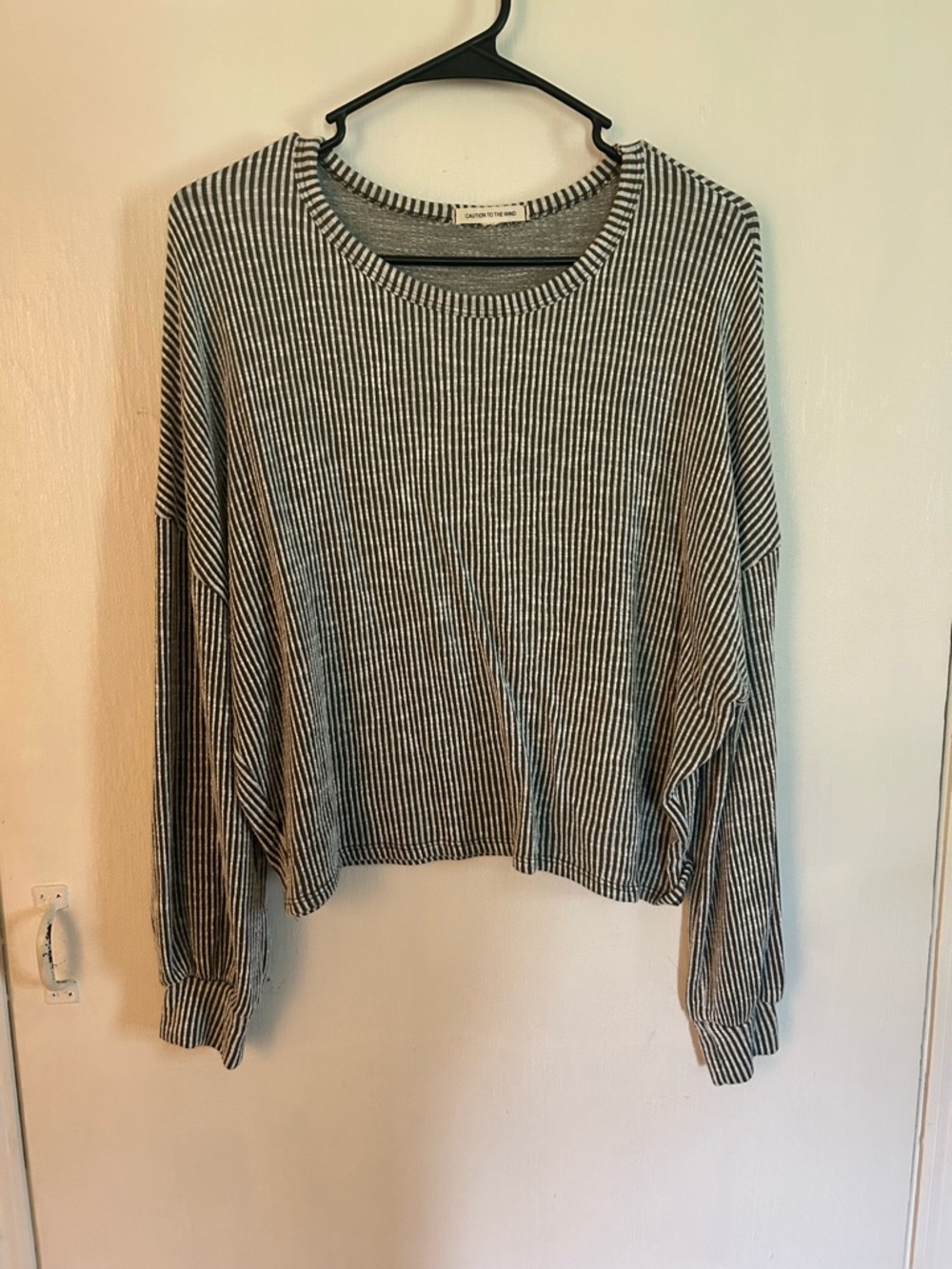 Striped Knit Drop-Shoulder Sweater - Black & White
